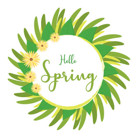 Floral frame with hello spring text - Vectorのイラスト素材