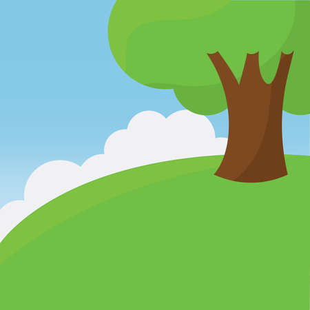 Hello spring landscape with a text- Vectorのイラスト素材