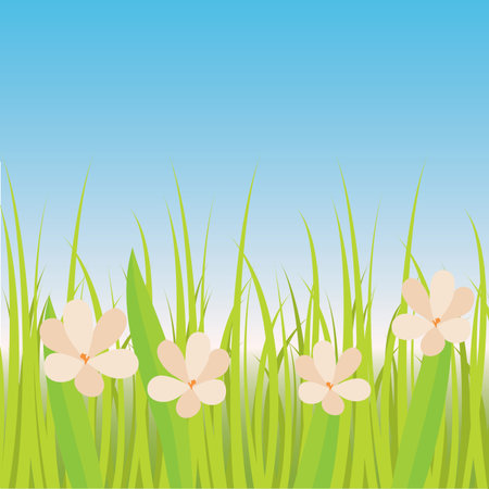 Hello spring landscape with a text- Vectorのイラスト素材