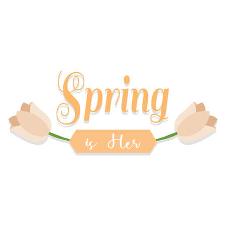 Floral decorative ornament with a text. Welcome spring - Vectorのイラスト素材