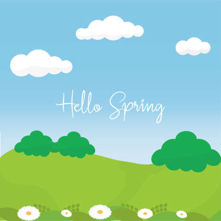 Hello spring landscape with a text- Vectorのイラスト素材