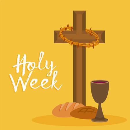 Holy week card with chalice and bread - Vector