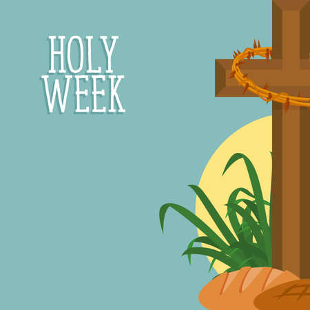 Holy week card with a cross and breads - Vectorのイラスト素材