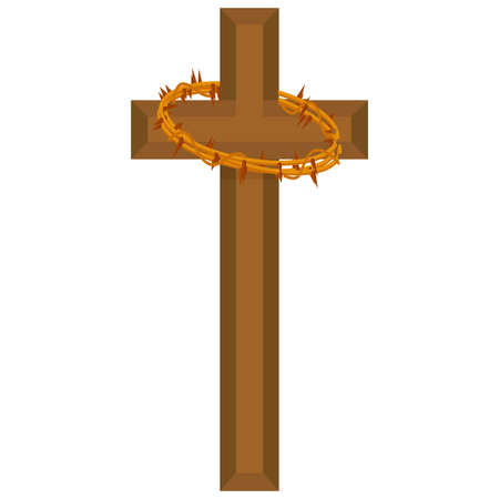 Isolated cross with a crown of thorns. Holy week - VEctor illustrationのイラスト素材