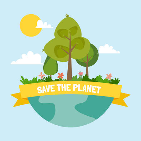 Happy mother earth day card. Earth planet cartoon - Vector illustrationのイラスト素材