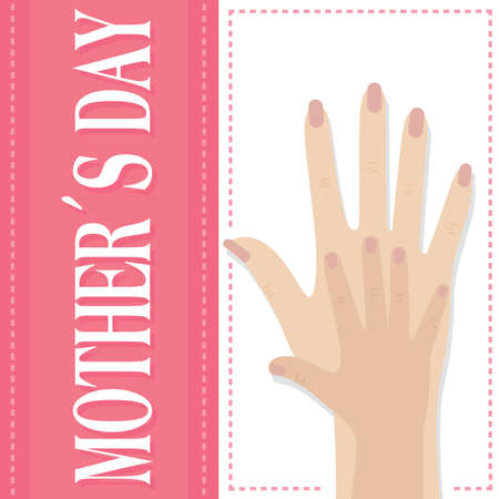 Happy mothers day card with a two hands - Vector illustrationのイラスト素材