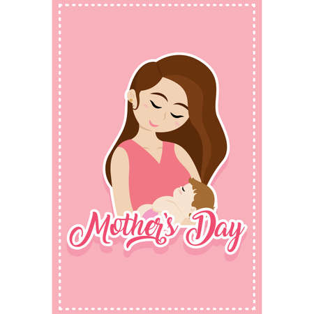 Happy mothers day card. Woman with a baby - Vector illustrationのイラスト素材