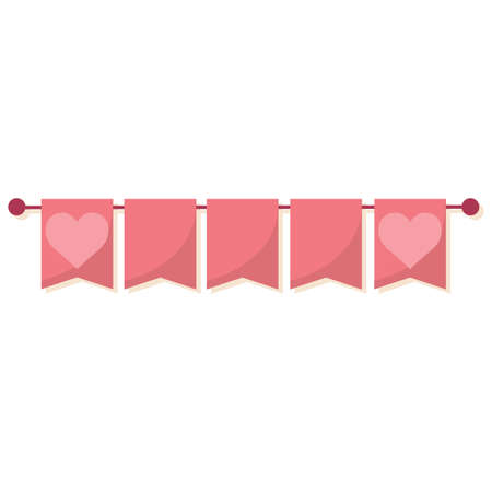 Isolated pink banner pennant with hearts - Vector illustrationのイラスト素材