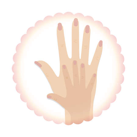 Two hands in a label - Vector illustrationのイラスト素材