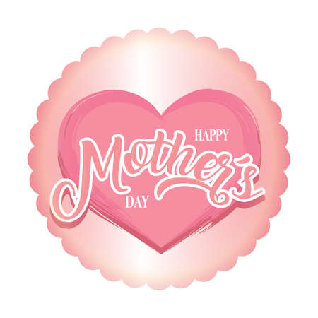 Happy mothers day card with text in a heart - Vector illustrationのイラスト素材