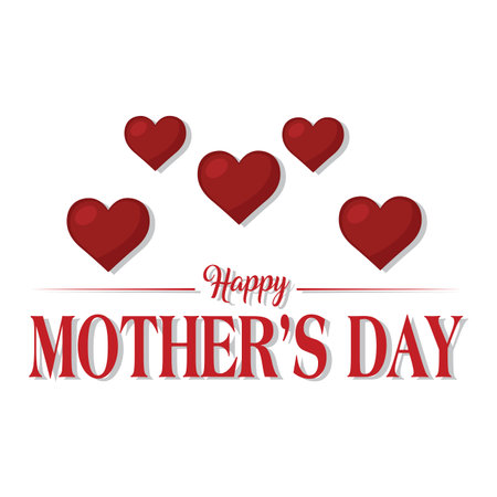 Happy mothers day card. Red hearts and text - Vector illustrationのイラスト素材