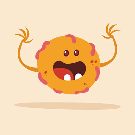 Happpy virus cartoon over a colored background - Vectorのイラスト素材