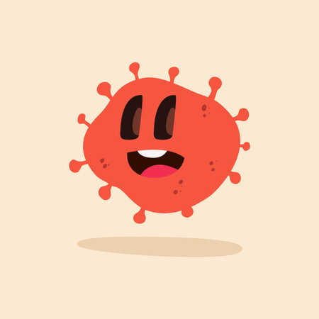 Happpy virus cartoon over a colored background - Vectorのイラスト素材