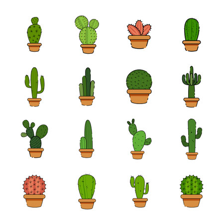 Set of cactus in a potplants - Vectorのイラスト素材
