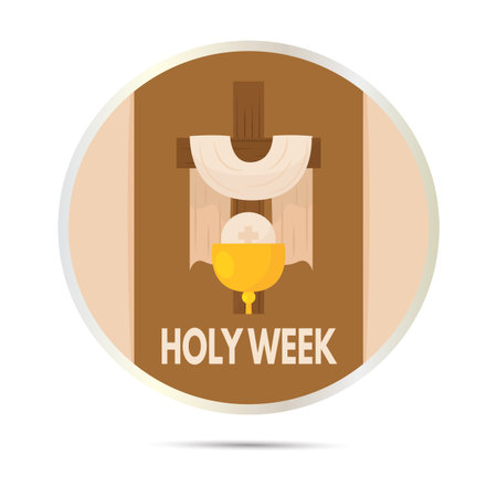Holy week button. Cross, chalice and host - Vectorのイラスト素材