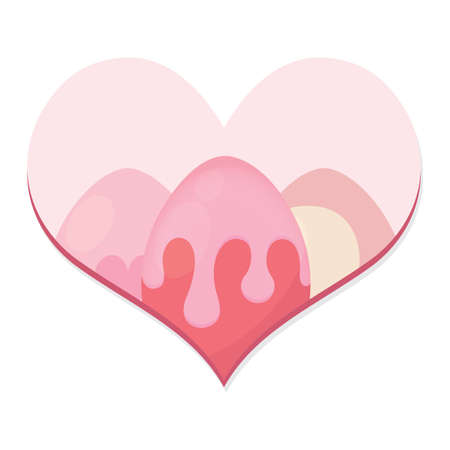 Hearth with easter eggs. Happy easter - Vector illustrationのイラスト素材