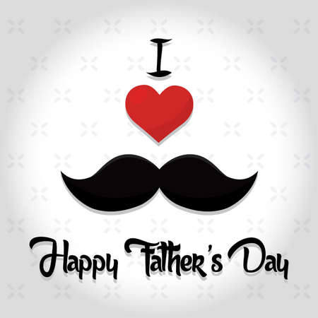 Happy fathers day card. I love dad with a mustache - Vectorのイラスト素材
