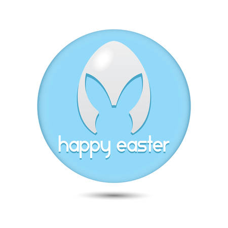Bunny silhouette in a egg. Happy easter button- Vector illustrationのイラスト素材