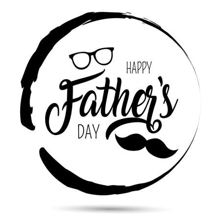 Happy fathers day card. Glasses, mustache over a paper - Vectorのイラスト素材