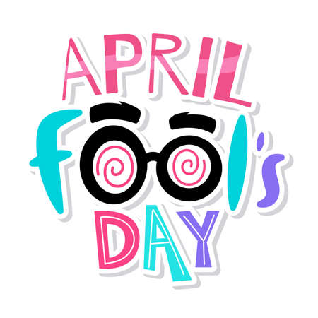 April fools poster. Crazy eyes glasses - Vector illustrationのイラスト素材