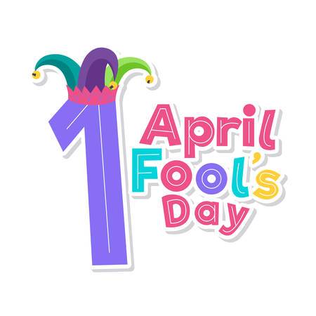 April fools poster. Harlequin hat - Vector illustrationのイラスト素材