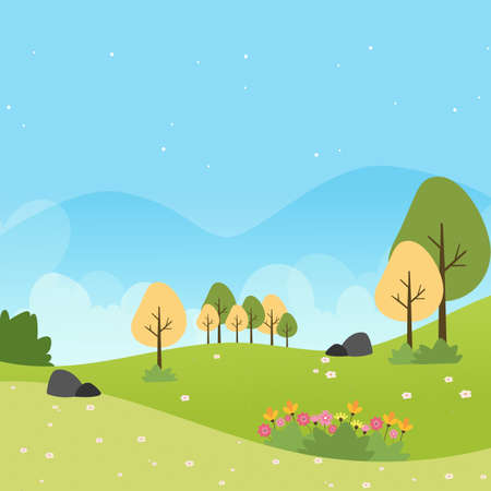 Beautiful natural landscape. Summer background - Vector illustrationのイラスト素材
