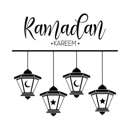 Ramadan kareem card with a lantern - Vectorのイラスト素材