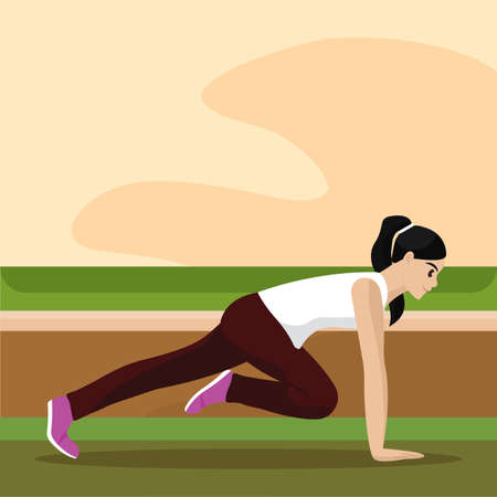 Woman exercising outdoors. Healthy lifestyle - Vector illustrationのイラスト素材