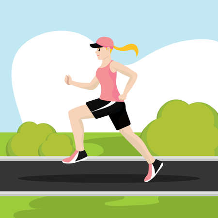 Woman exercising outdoors. Healthy lifestyle - Vector illustrationのイラスト素材