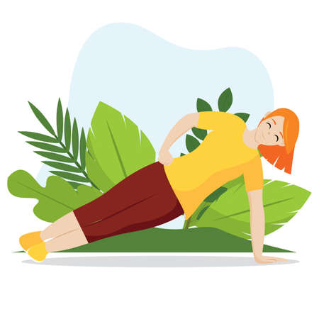 Woman exercising outdoors. Healthy lifestyle - Vector illustrationのイラスト素材