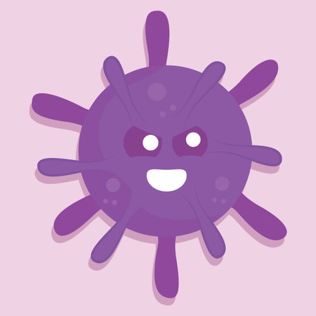 Happy virus cartoon over a colored background - Vector