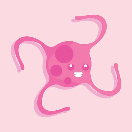 Happy virus cartoon over a colored background - Vectorのイラスト素材
