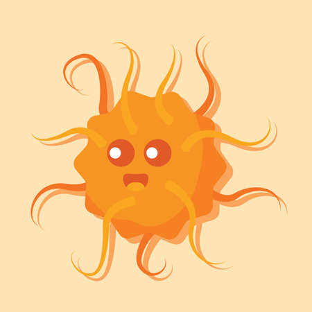 Scared virus cartoon over a colored background - Vectorのイラスト素材