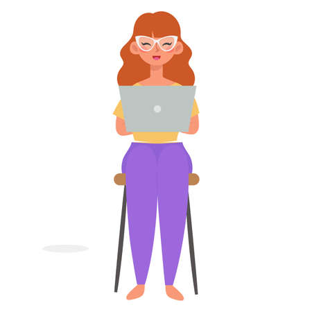Woman with a laptop. Home office concept - Vectorのイラスト素材