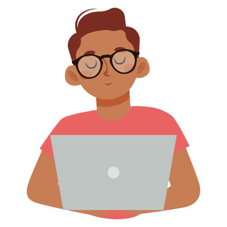 Man with a laptop. Home office concept - Vectorのイラスト素材