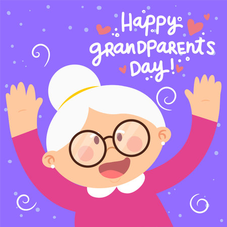 Happy grandmothers day card with an old woman - Vector illustrationのイラスト素材