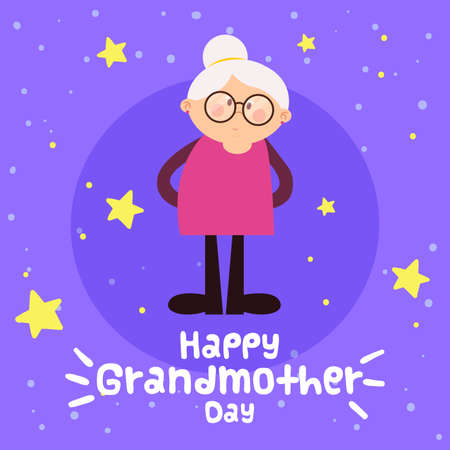 Happy grandmothers day card with an old woman - Vector illustrationのイラスト素材