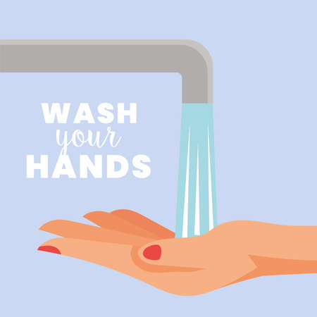Hand washing poster. Wash your hands text - Vectorのイラスト素材