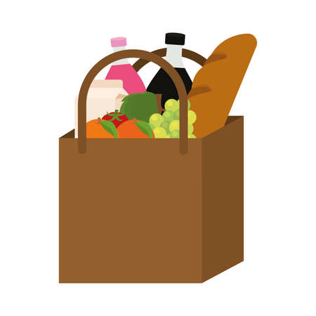 Grocery bag icon. Fruits and vegetables - Vectorのイラスト素材