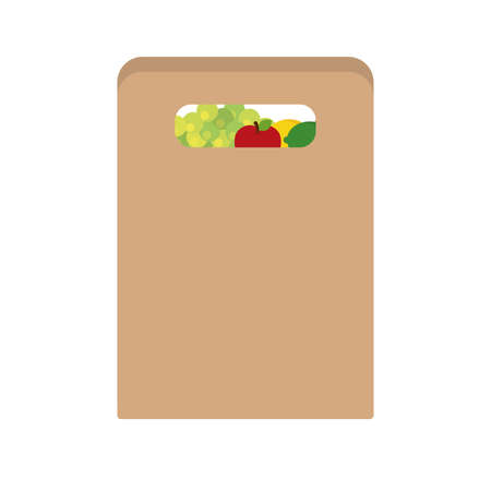 Grocery bag icon. Fruits and vegetables - Vectorのイラスト素材