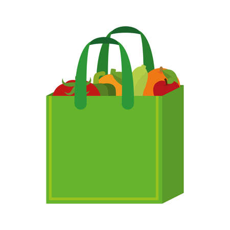 Grocery bag icon. Fruits and vegetables - Vectorのイラスト素材