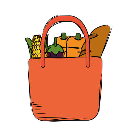 Grocery bag icon. Fruits and vegetables - Vectorのイラスト素材
