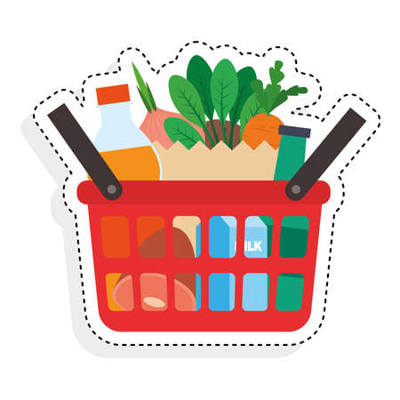 Sticker of a grocery shopping basket icon - Vectorのイラスト素材