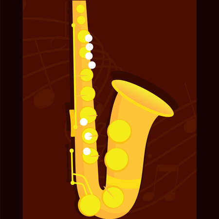 Classical saxophone image. Wind musical instrument - Vectorのイラスト素材