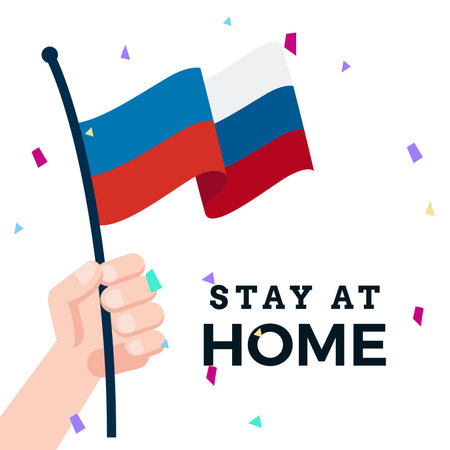 Isolated waving flag of Russia with message - Vector illustrationのイラスト素材