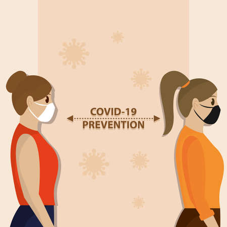 Social distancing poster. Covid-19 protection and prevention - Vectorのイラスト素材