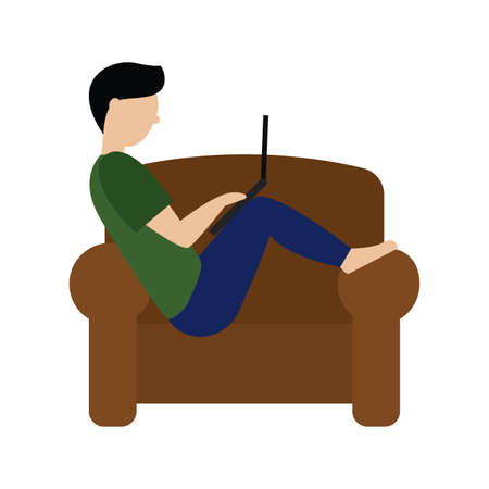 Man working in home. Home office - Vectorのイラスト素材