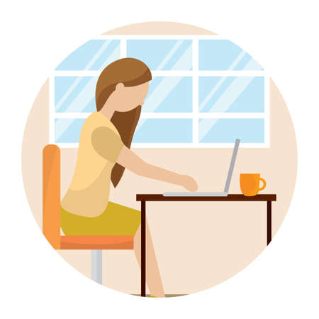 Woman working in home. Home office - Vectorのイラスト素材