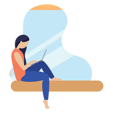 Woman working in home. Home office - Vectorのイラスト素材