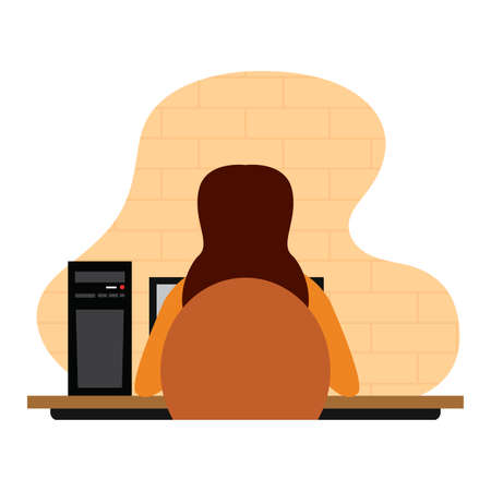 Woman working in home. Home office - Vectorのイラスト素材